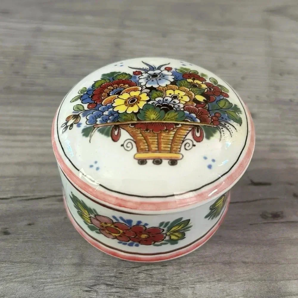 Delft Polychrome Hand painted Trinket Box